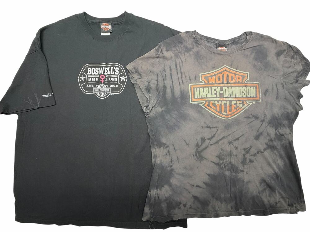 Harley Davidson Men’s T-Shirt Lot 2 Size 3XL Black Tie Dye Dealer Graphic Tees